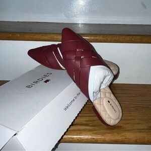 Birdies // NWT // The Dove Woven Pointed Toe Mule Rhubarb Crossed Leather